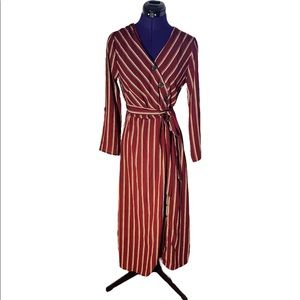 Sweet Claire Burgundy Striped Dress